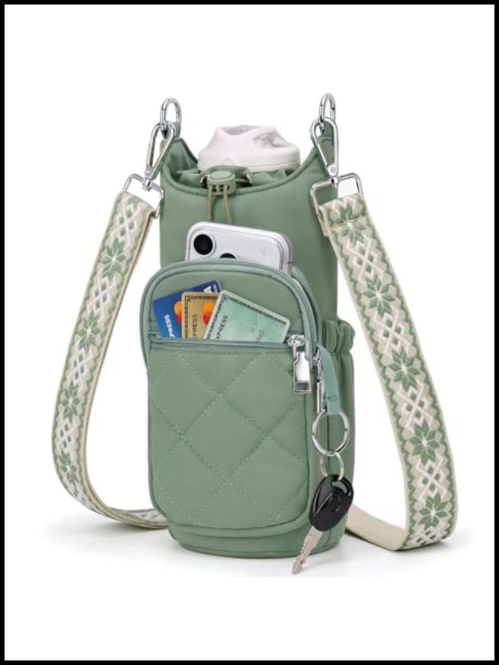 Crossbody Water Bottle Bag Women Lightweight Hands-Free Insulated RFID